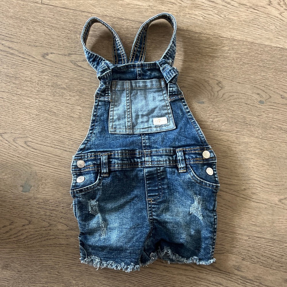 7 for All Mankind Distressed Jean Short Overalls 4T